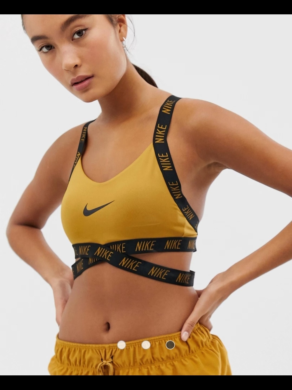 Nike Mustard Yellow Logo Strappy Sports Bralette